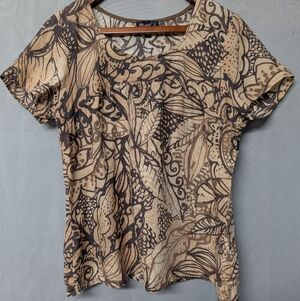 Vintage Hawaii Mango Tango Tan and Brown Short Sleeve Printed Tee Size M